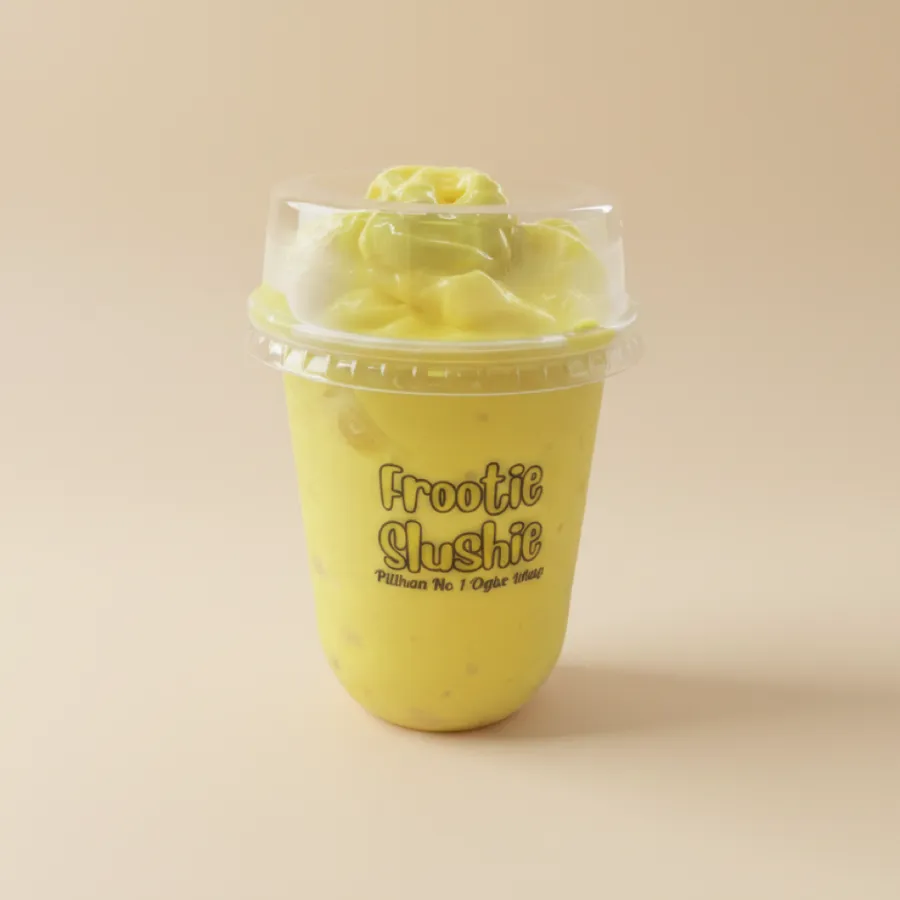 Slushie Durian Musang King Frootie Slushie dalam cawan